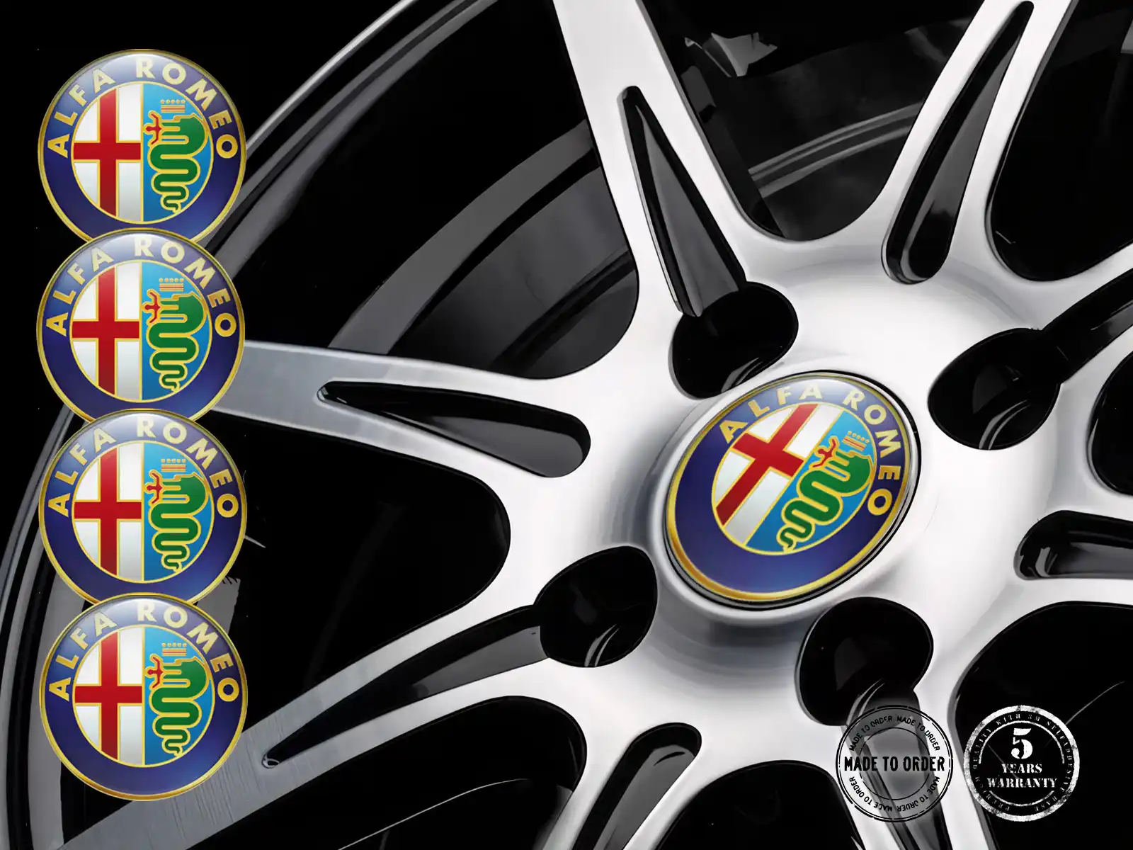 Alfa Romeo Pegatina de Rueda Logo Diseño de Resina Bombada